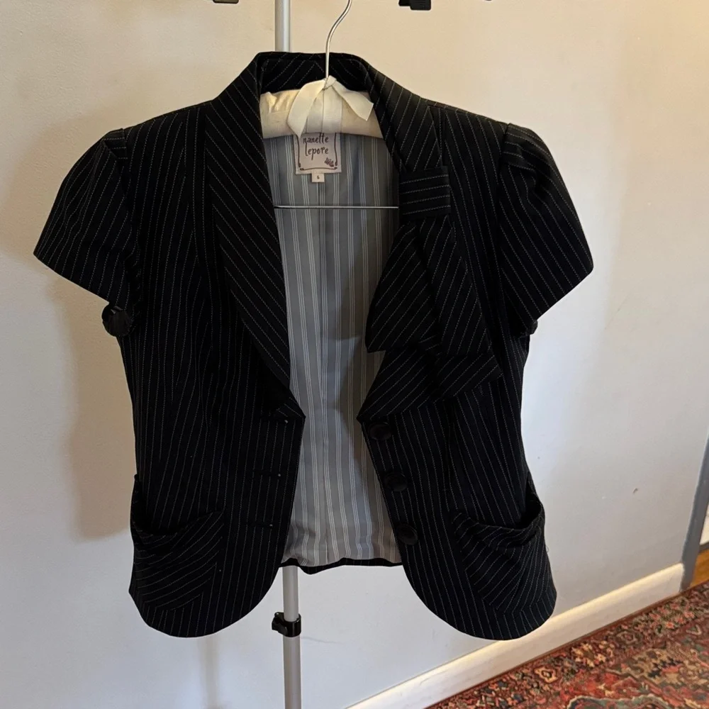 Nanette Lepore Black Pinstripe Skirt Set - Picture 2 of 9